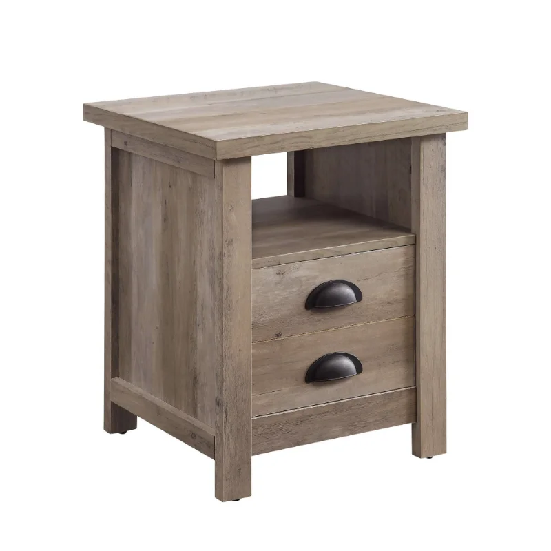 Granary Modern Farmhouse End Table, Rustic Gray Tea Table for A Sofa, Chair, Bedside As An End Table, Nightstand