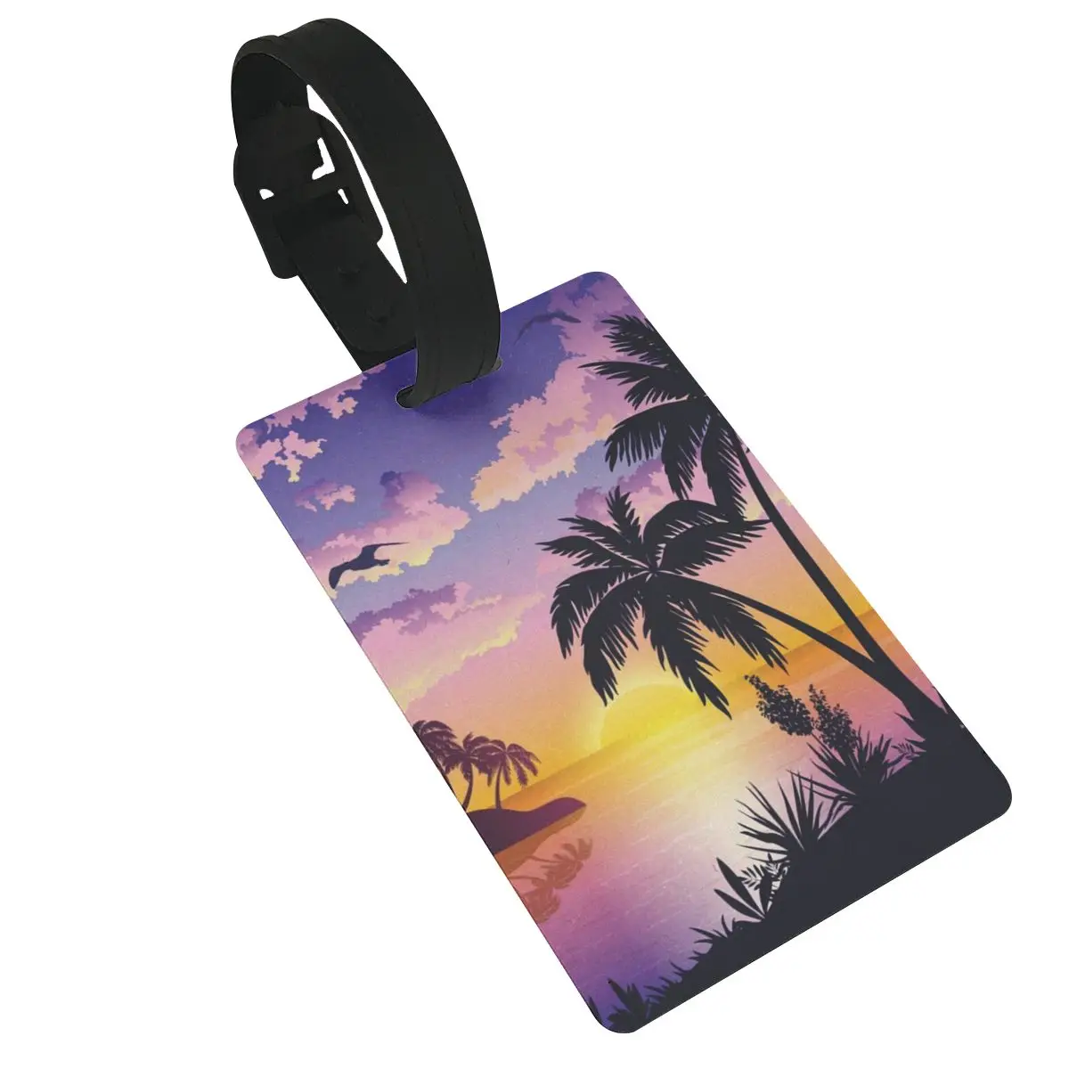 

Tropical Sea Watercolor Palm Leaf Luggage Tag for Suitcase Suitcase Identifiers Name Id Labels Card for Women Men Kid Travel