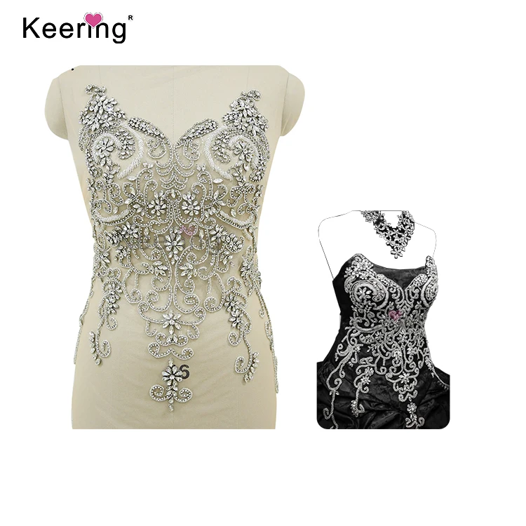 

Rhinestone applique bodice dress patch for wedding party WDP-061