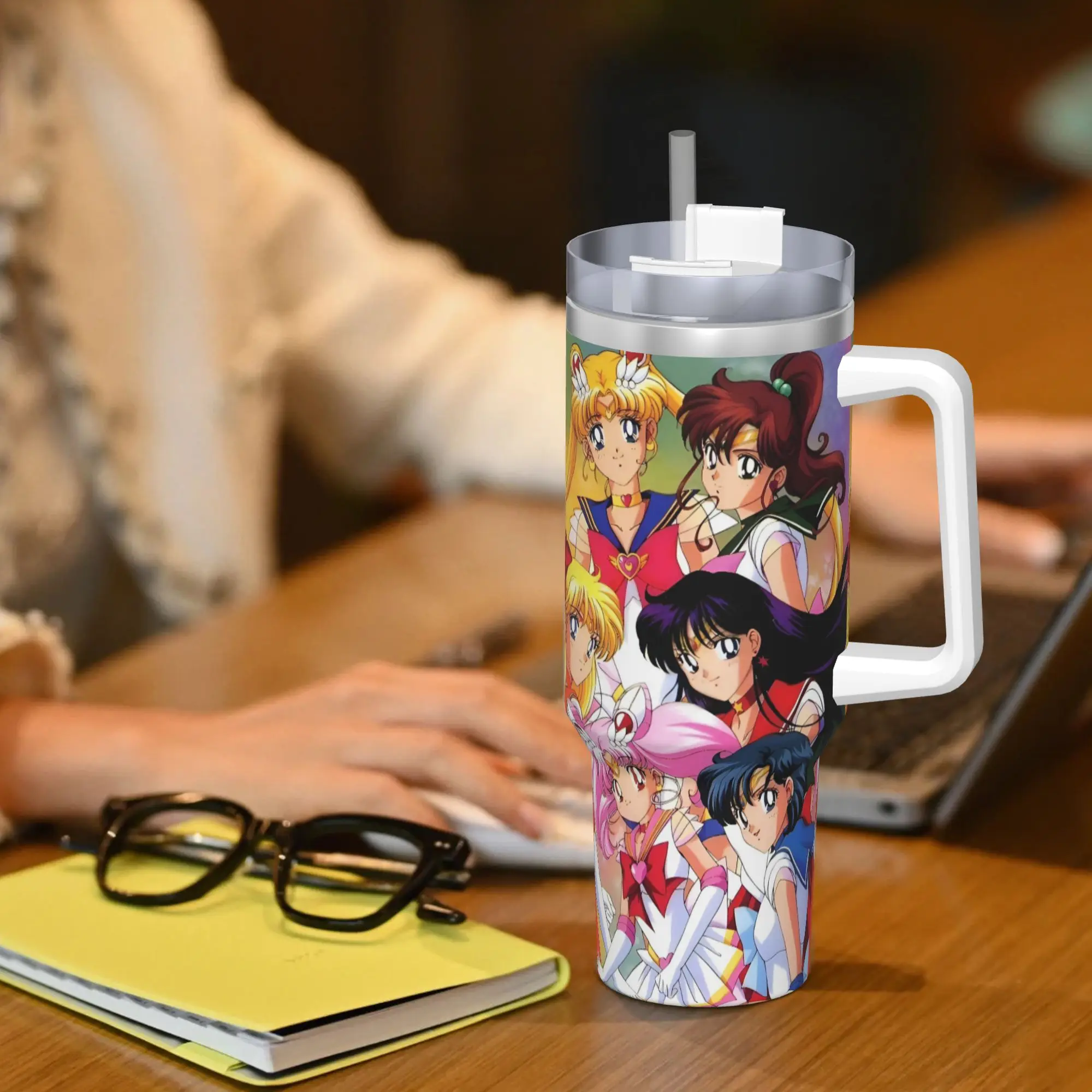 S-Sailor M-Moon Аниме Стакан из нержавеющей стали для вождения Термокружка с соломинкой и крышкой Кружки на 40 унций Чашка для холодной и горячей воды Бутылка (art.: 3920d3160cffa) - 3920d3160cffa