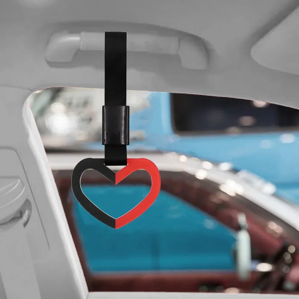 Универсальный JDM двойной цвет в форме сердца Tsurikawa кольцо черный нейлоновый