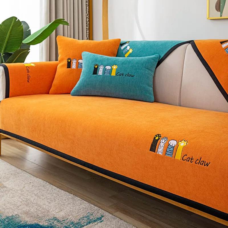 

Высококачественный мягкий секционный чехол для дивана из шенилла в скандинавском стиле, однотонный чехол для дивана, универсальный нескользящий чехол для дивана в гостиной