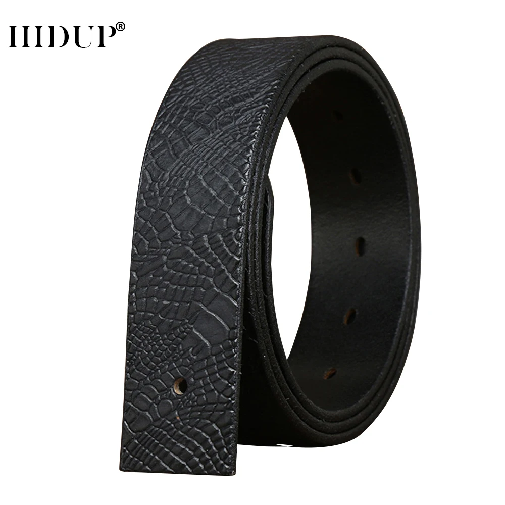 HIDUP Top Grade Quality Genuine Leather Belt Pin&Slide Style Cow Crocodile Pattern Belts Strap Without Buckle 2023 NWJ1222