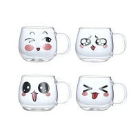 emotion cup creative glass cute coffee cup mug borosilicate glass cold resistance heat resistant set household cups lightweight