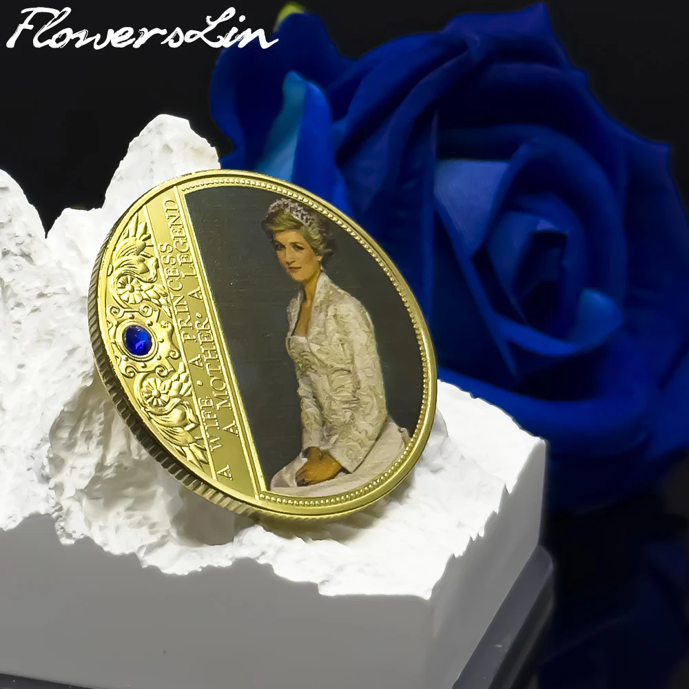 

FlowersLin британская принцесса Диана Роза с бриллиантом последняя Роза сувенирная монета Золотая/серебряная тарелка Профессиональный памятный жетон