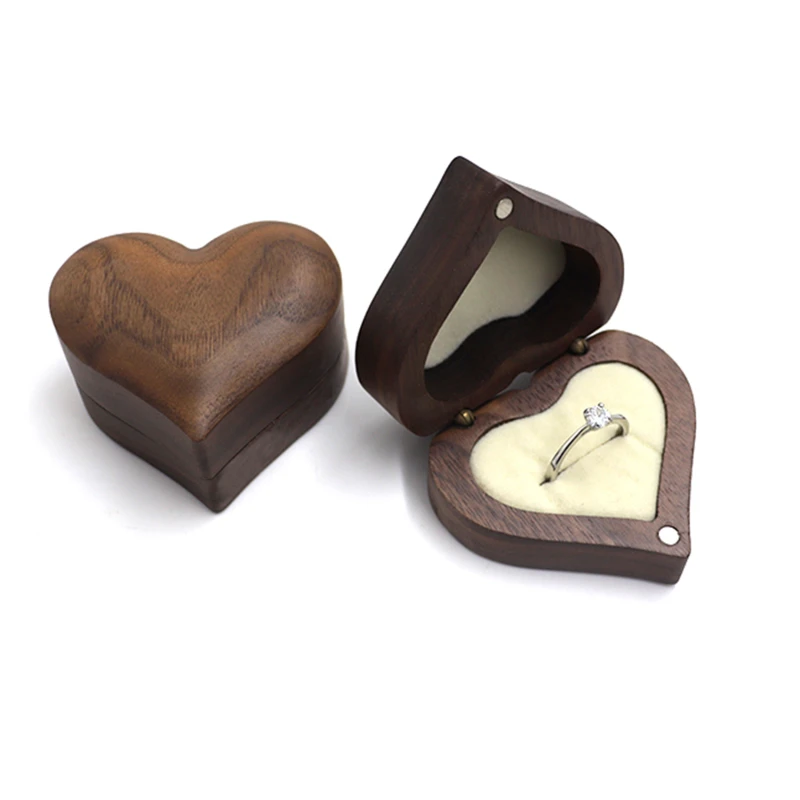 

Wood Jewelry Box Engagement Wedding Ceremony Ring Storage Proposal Portable Ring Holder Rustic Wedding Ring Box
