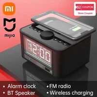 xiaomi digital alarm clock bluetooth speaker with fast wireless charger fm radio for room subwoofer dual speakers alarms