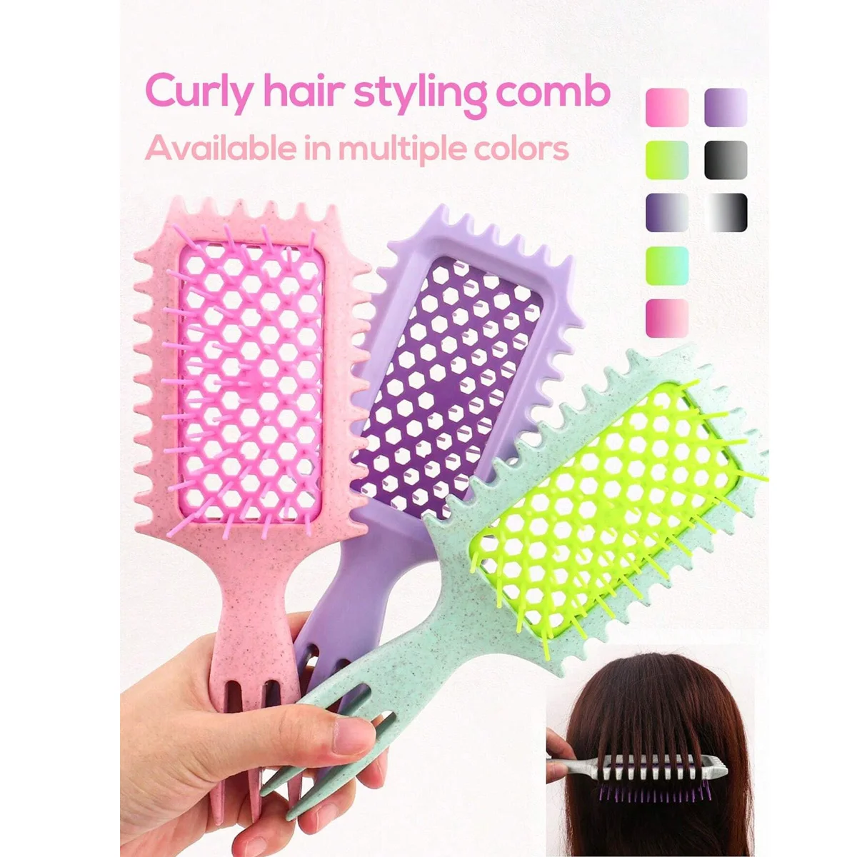 Пружинная расческа для завивки волос с треугольным хвостом массажная из