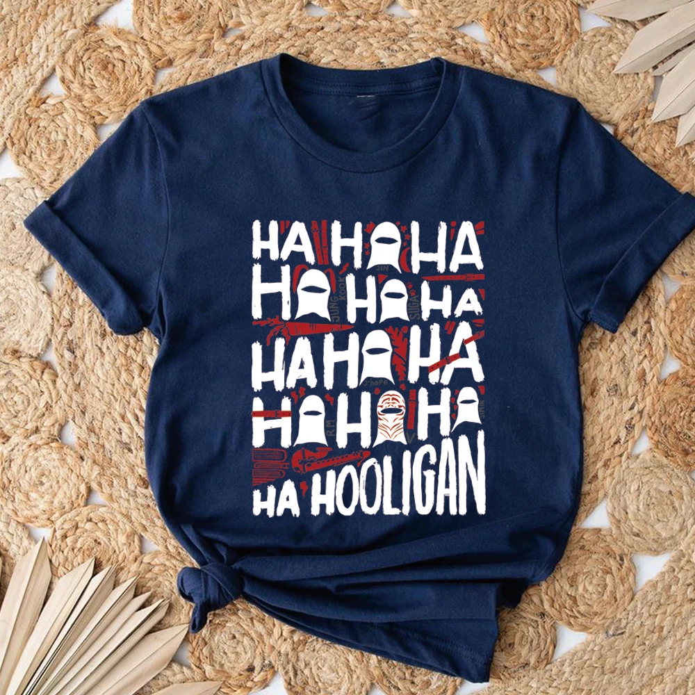 Футболка Hooligan Lyric с забавным принтом K-pop, ретро-футболка с графическим рисунком Ha Ha Ha, концертная футболка в стиле Харадзюку, унисекс, с короткими рукавами, подарки для фанатов (art.: 3920db917f3fc) - 3920db917f3fc