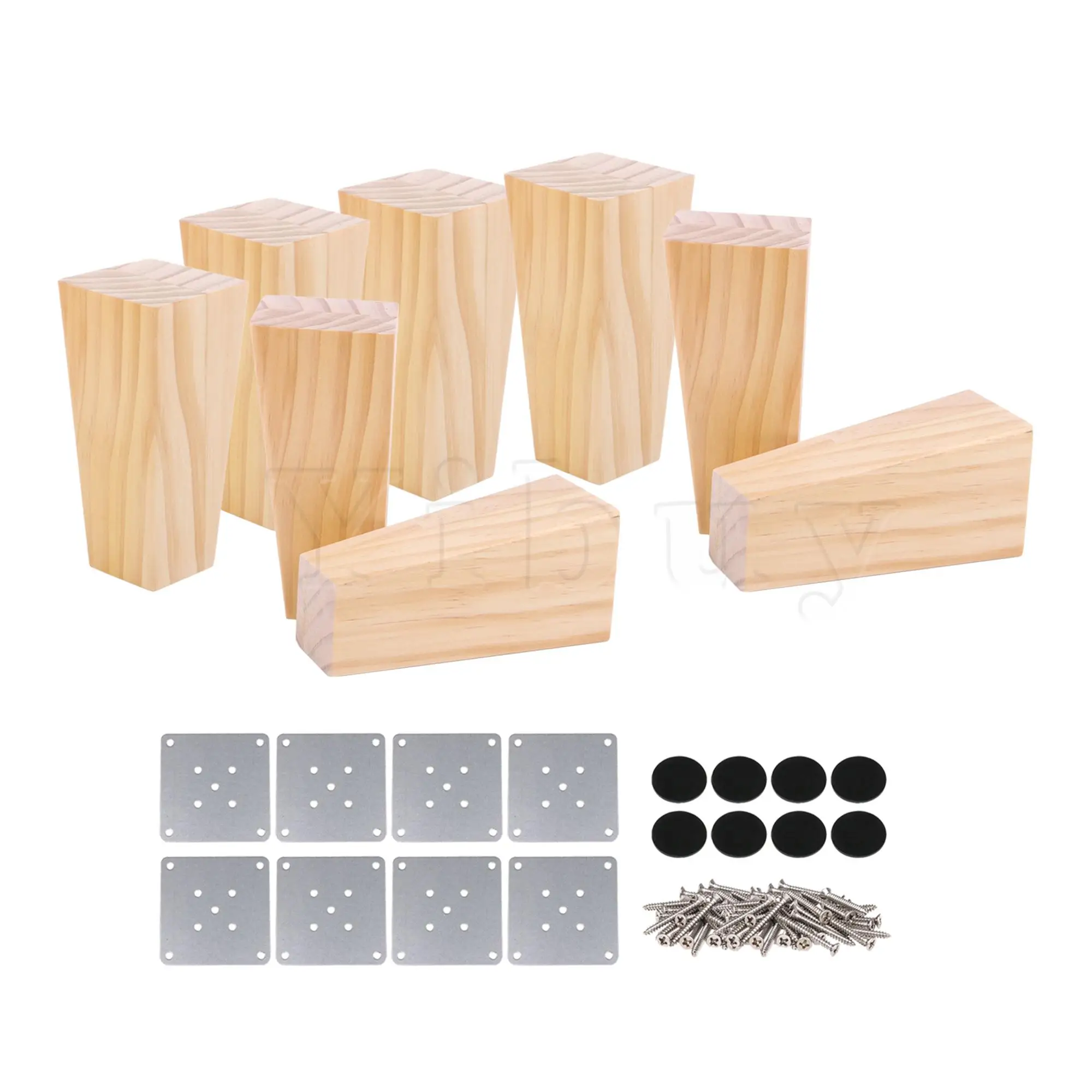 

8x Wooden Tapered Square Sofa Furniture Legs 60x60x120mm with Mount Tool
