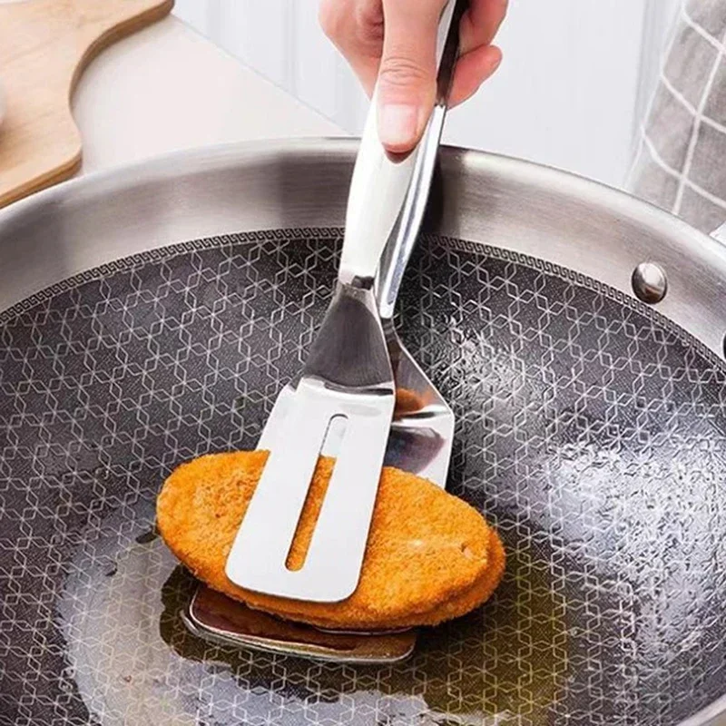 Фото 1 шт. Edelstahl зажим для стейка Pfannkuchen гриль Braten Fisch Spatel зажим Zange Brot зажим кухонный комплект Essentials Cozinha домашние гаджеты №5
