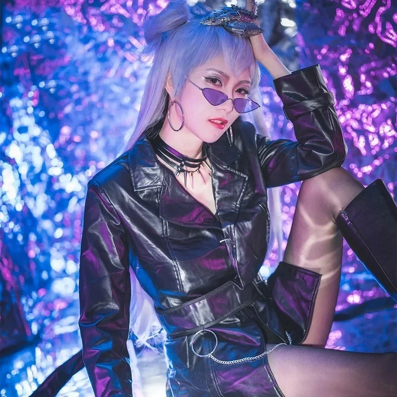 Костюм для косплея 2026 KDA Girl Group The Baddest Agony's Embrace Evelynn: кожаная куртка, униформа, платье, парик (AHJ0E) (art.: 3920dba3aa7c7) - 3920dba3aa7c7