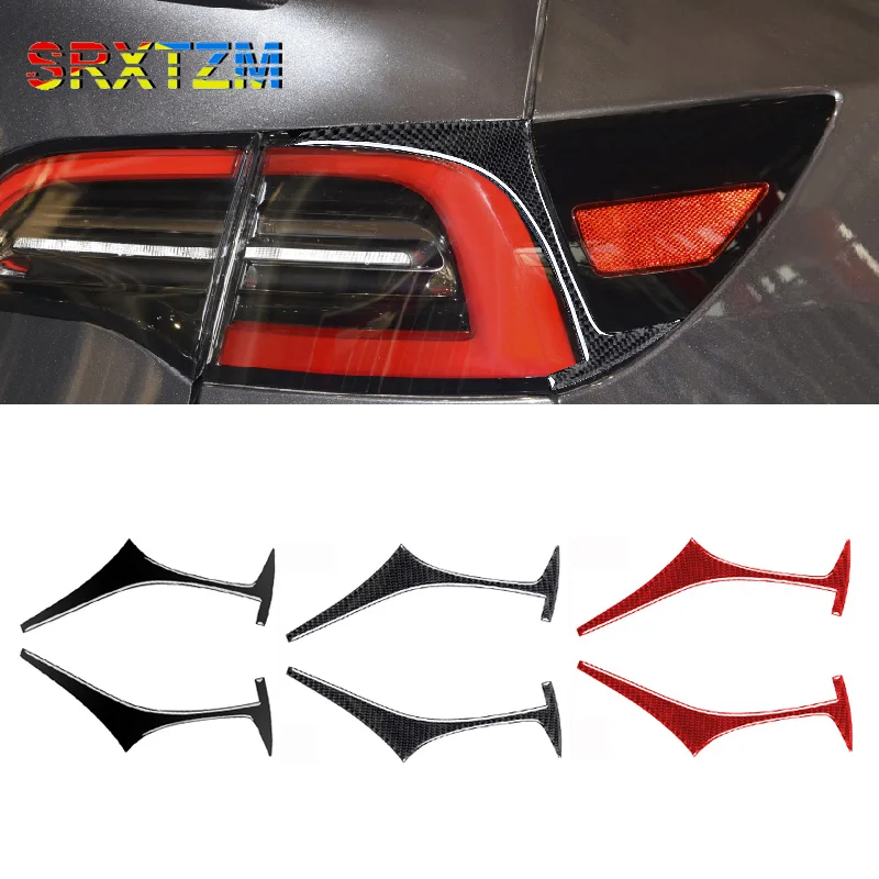 

For Tesla Model Y 2020+ Model 3 2017-2022 Car Rear Taillight Eyebrow Eyelid Light Sticker Carbon Fiber Accessories