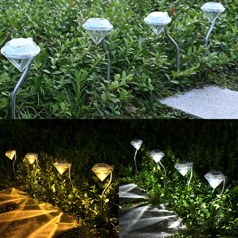 

Outdoor Solar Diamond Lights Courtyard Walkway Pathway Garden Lawn Path Stake Decoration Gardening Solar Lighting Waterproof