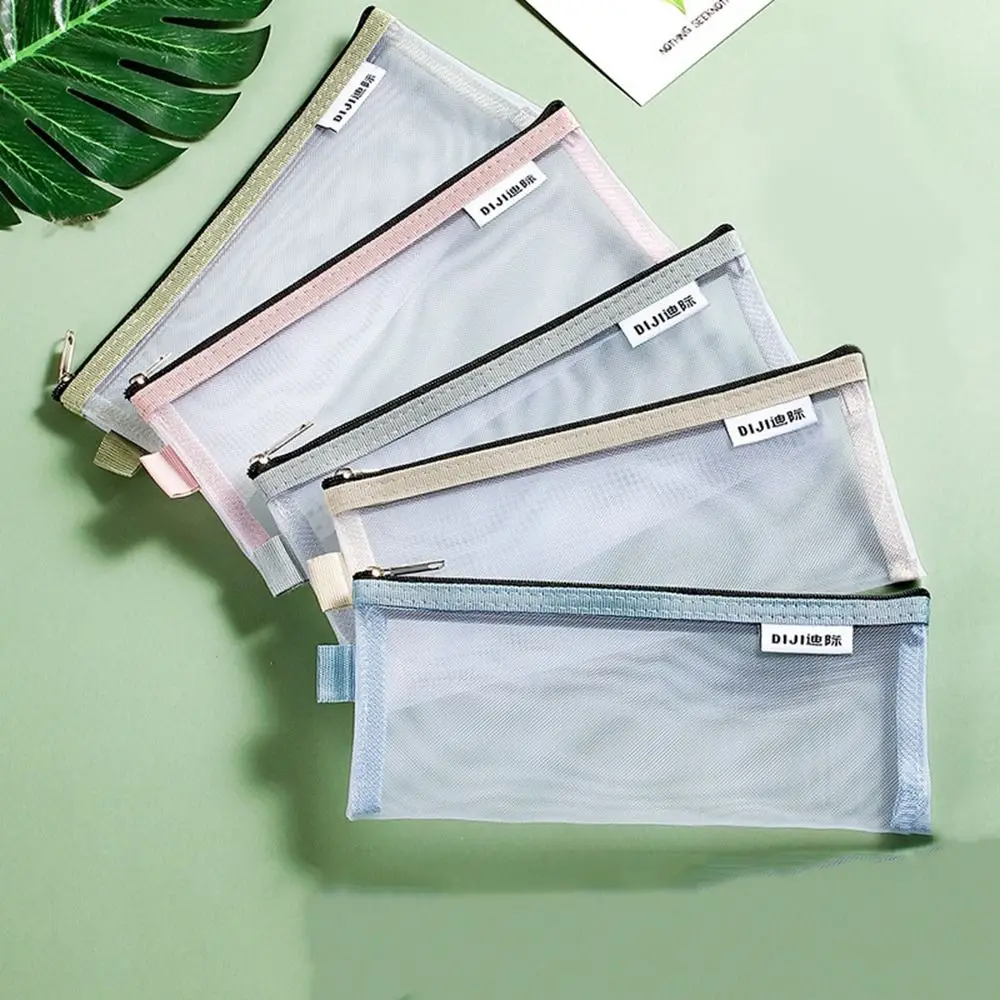 

Mesh Cosmetic Bag Organizer Case Nylon Cosmetic Brush Bag Transparent File Bag Mesh Storage Bags Grid Pencil Bag Stationery Bag