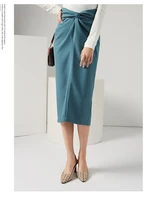 free shipping 2022 new fashion elegant knee length women skirts pencil s 2xl high waist spring and autumn green ol skirts