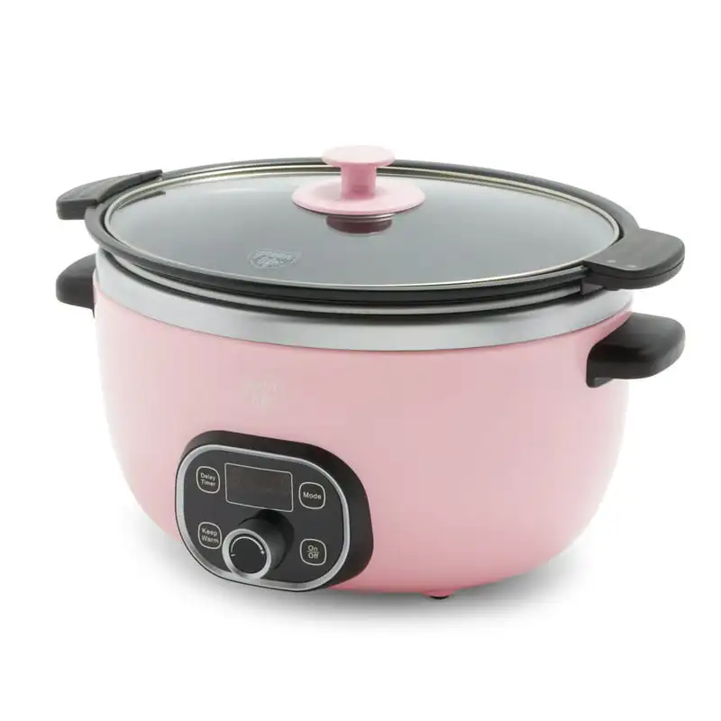 

Ceramic Nonstick, 6QT Slow Cooker, Pink