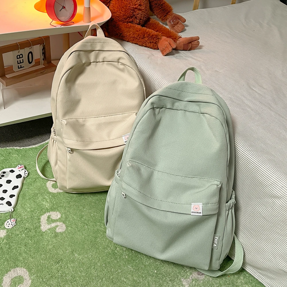 

New Cotton Cloth Women Backpack Female Travel Rucksack Schoolbag for Teenage Girls Solid Color College Students Bookbag Mochilas