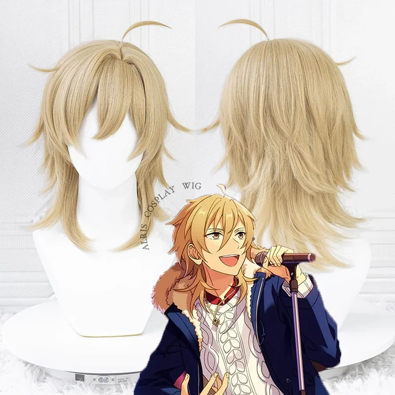 Парик для косплея Hakaze Kaoru термостойкие короткие волосы из льна золотистого цвета