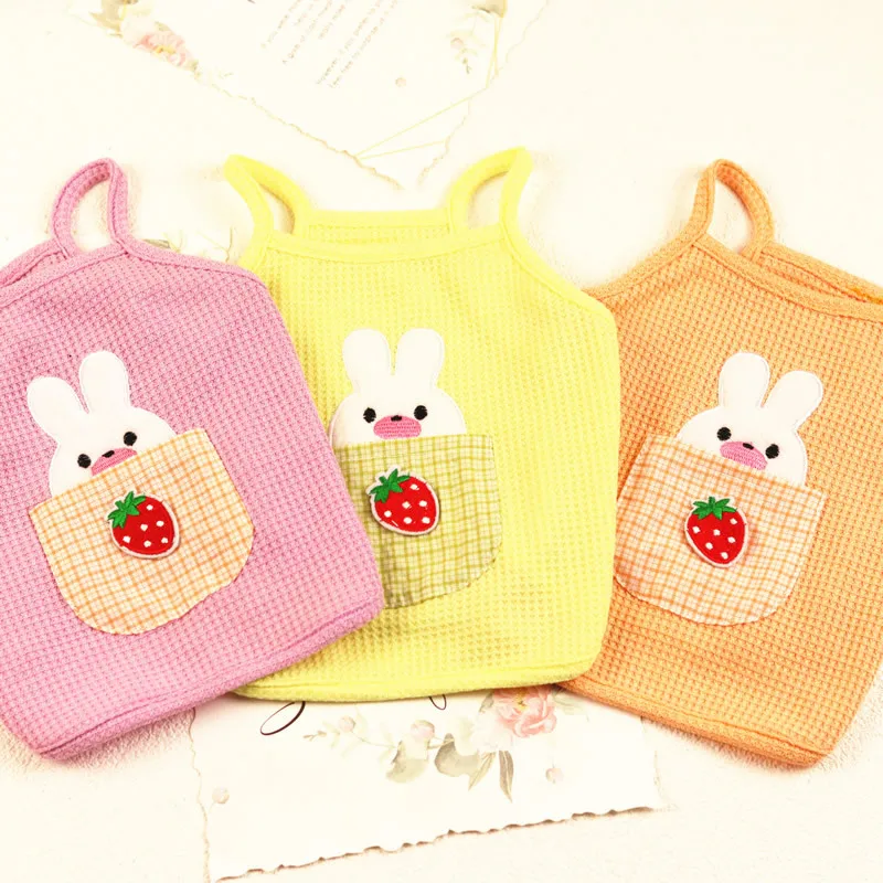 

Dog Clothes Spring and Summer Thin Vest Pet Clothing Clothes Cartoon Embroidered Suspenders Dog Woman