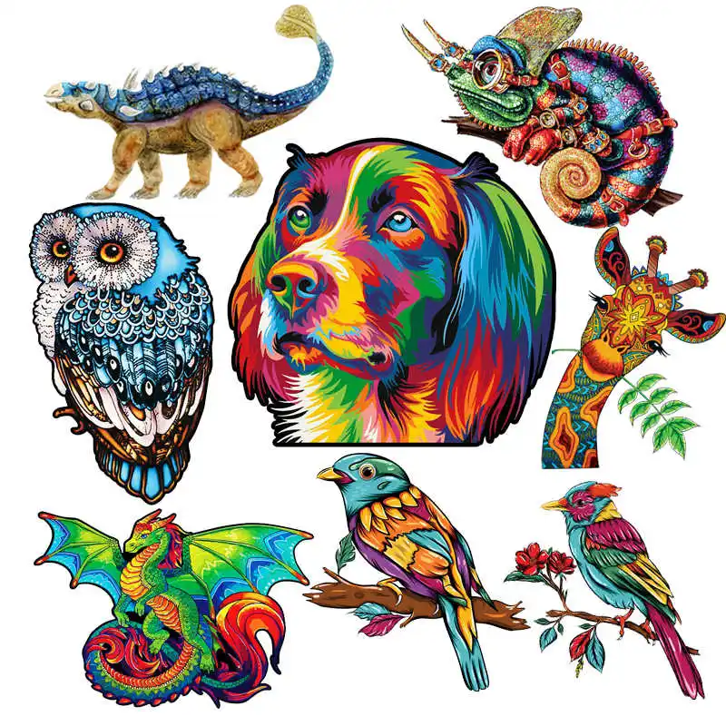

3D Mysterious Wooden Puzzles frog Unique Animals Shape DIY Educational Games Gifts Wooden Jigsaw Puzzle Toys For Kids Adults
