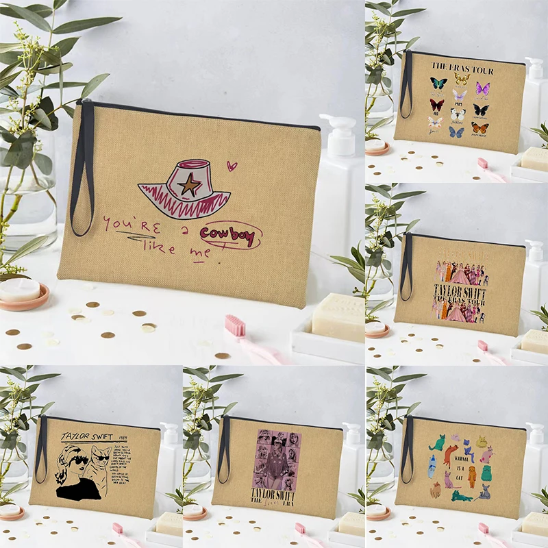 Taylor-Swift The Eras Tour Make Up Organize Classic Hot Album Music Linen Cosmetic Pouches Storage Clutch Concert Gifts for Fans