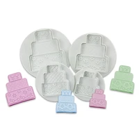 4pcs three layers birthday cake moulds spring press mold fondant cookie cutters wedding theme decoration kitchen baking tools