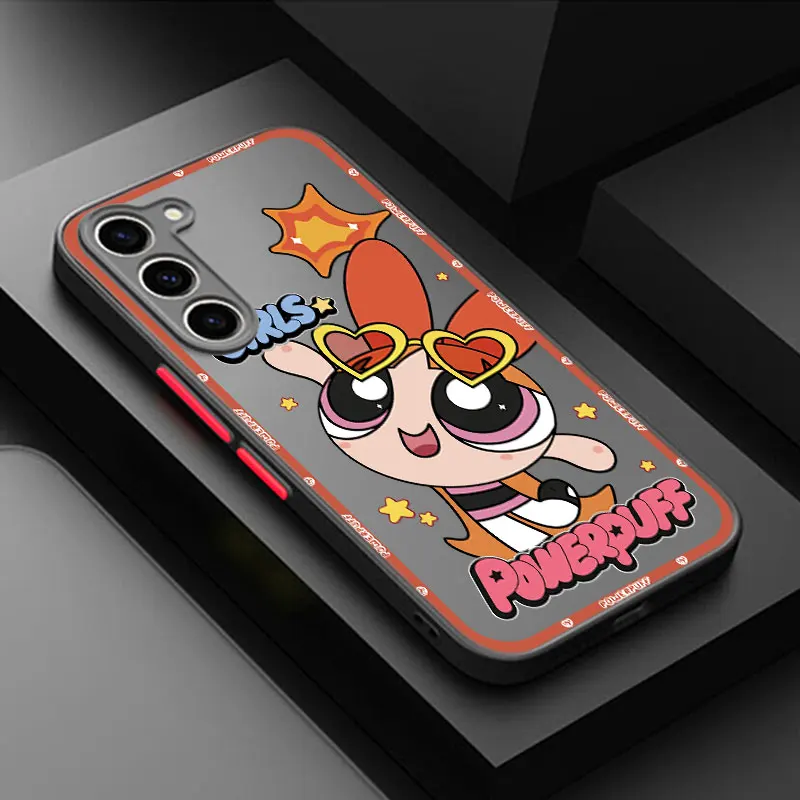Матовый полупрозрачный чехол для телефона P-Powerpuff Girls Samsung Galaxy S23 S21 S20 FE S24 S22 Ultra S10 Lite