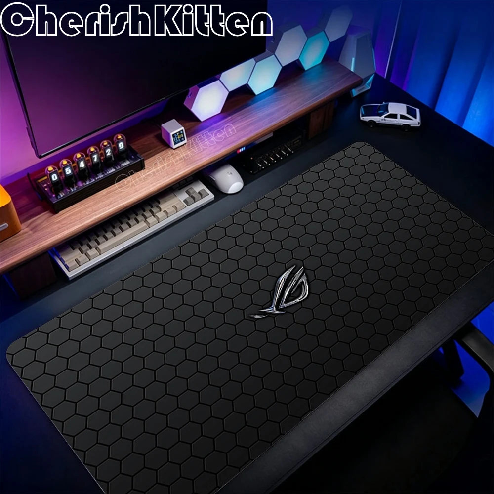 Фото Большой черный коврик для мыши Asus ROG Cool XXL, игровой, для геймеров, для клавиатуры, нескользящий, с прошитыми краями, для ноутбуков, планшетов, мини-ПК, игровой коврик №1