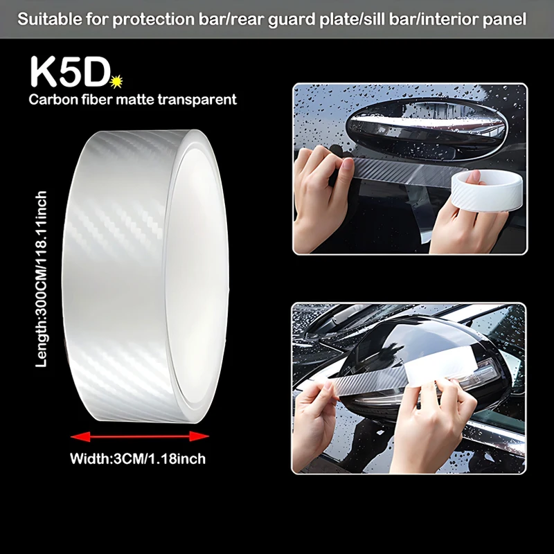 

K5D прозрачное углеродное волокно защитные наклейки на дверь автомобиля лента против царапин авто багажник порог защитная пленка