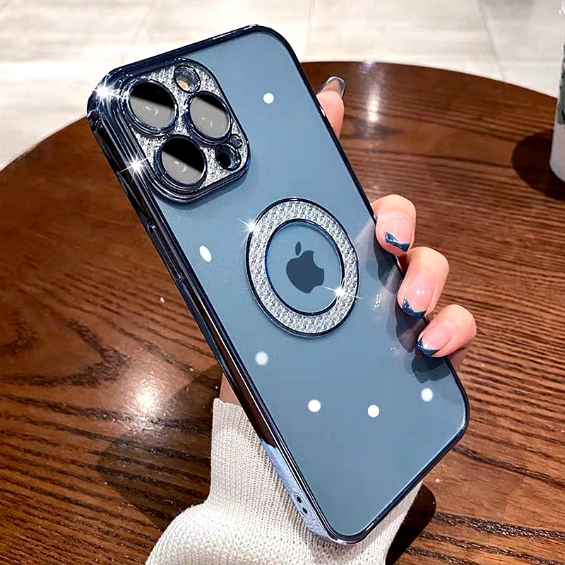 

Luxury Electroplated Phone Case For iPhone 11 12 13 Pro Max Hollow Out Transparent Soft Silicone Glitter Cases Cover
