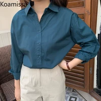 koamissa solid woman fashion formal shirt long sleeves spring 2022 korean blouse chic casual loose blusas dropshipping shirts