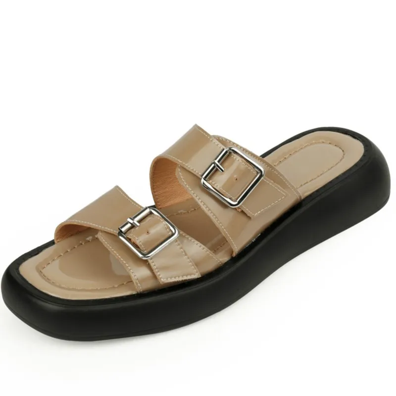 

Женские летние туфли из натуральной кожи на плоской платформе