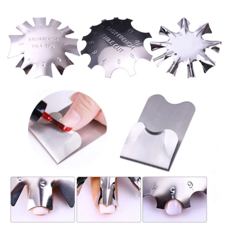 

1Pc Easy French Smile Cut V Line Nail Template Staniless Steel Edge Trimmer Manicure Stencil Tool French Tip Cutters Plate Model