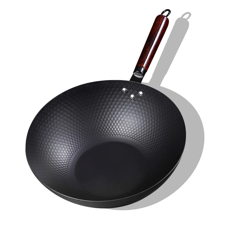 

34cm Chinese Traditional Wrought Iron Wok, 2mm Thickened Pot Kitchen Cookware,Uncoated Wok Pan for Gas Cooktop Induction Cooker