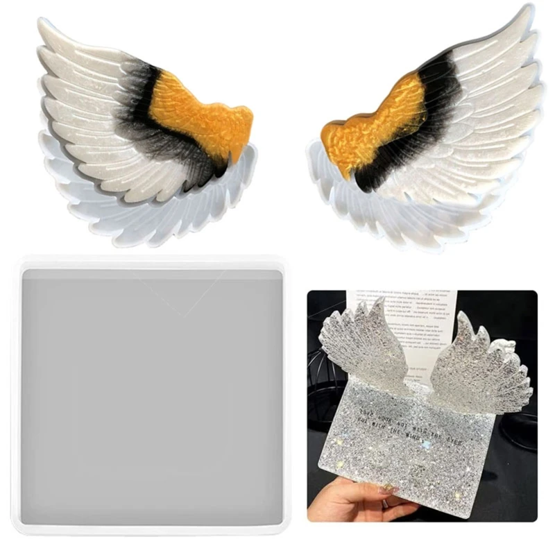

DIY Angel Wings Coaster Ornaments Crystal Epoxy Resin Mold Cup Mat Jewelry Tray Table Decoration Mirror Silicone Casting Mould