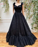 Black Lace Evening Dresses Elegant 2022 Sweetheart A Line Spaghetti Straps Long Women Party Prom Gowns Custom Made