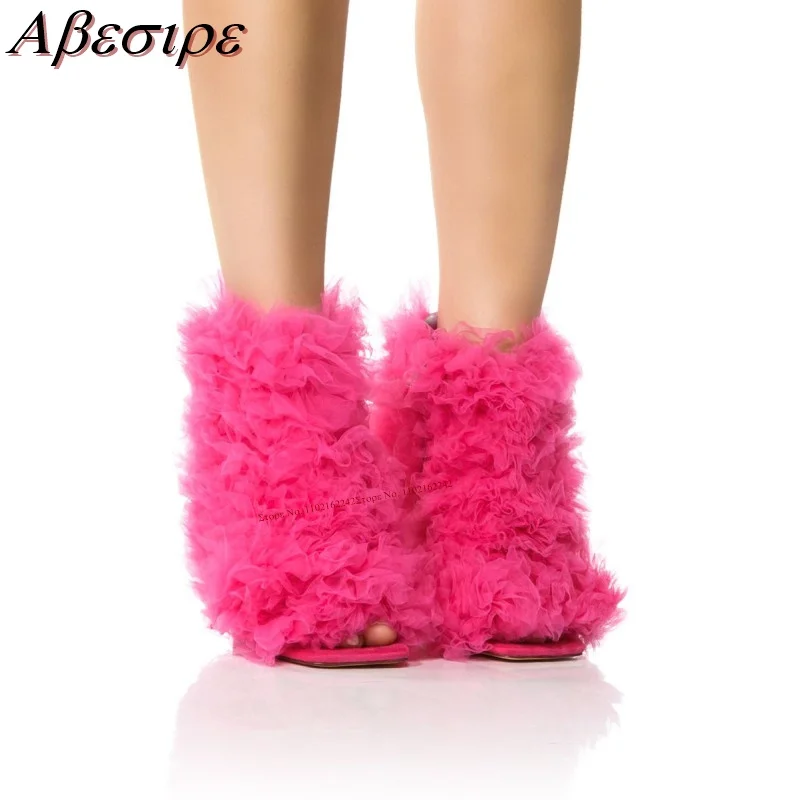 

Summer New Mesh Flower Square Head High Heels Side Zipper Stiletto Fashion All-Match Sandals Party Banquet Dress Women'S Shoes