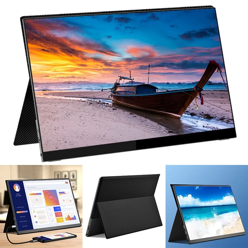 

Portable Monitor Slim 15.6-Inch Full HD 1080P USBC HDMI-Compatible IPS Eye Protection Screen Dual Speakers