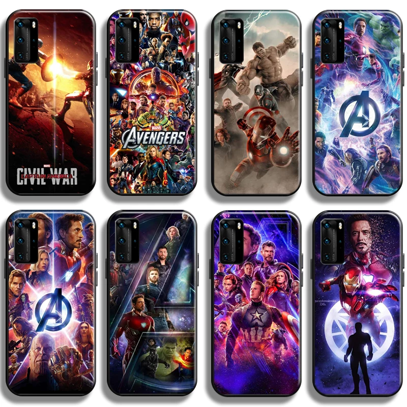 

Cover Marvel Avengers Phone Case For Huawei P40 P40 Pro Lite 5G Soft Cases Back Coque Black Funda Liquid Silicon Carcasa TPU