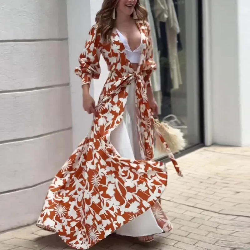 Элегантное платье с принтом на шнуровке новое осеннее Повседневное высокой