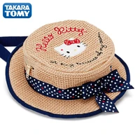 takara tomy hello kitty 2022 new womens backpack cartoon cute woven girls backpack hat bag round rattan personality backpack
