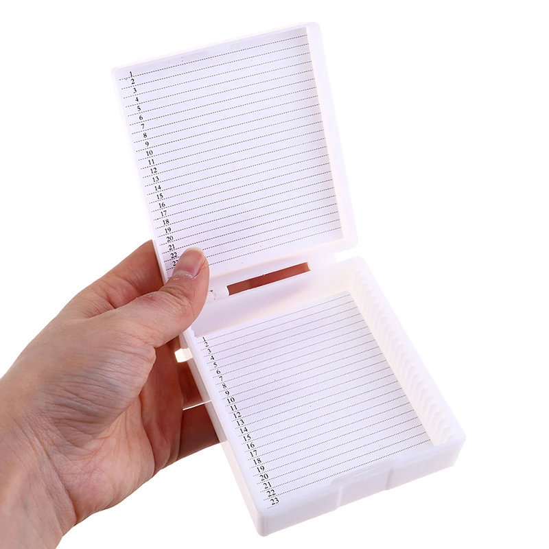 

1 шт., пластиковая скользящая коробка для микроскопа, 25 шт.