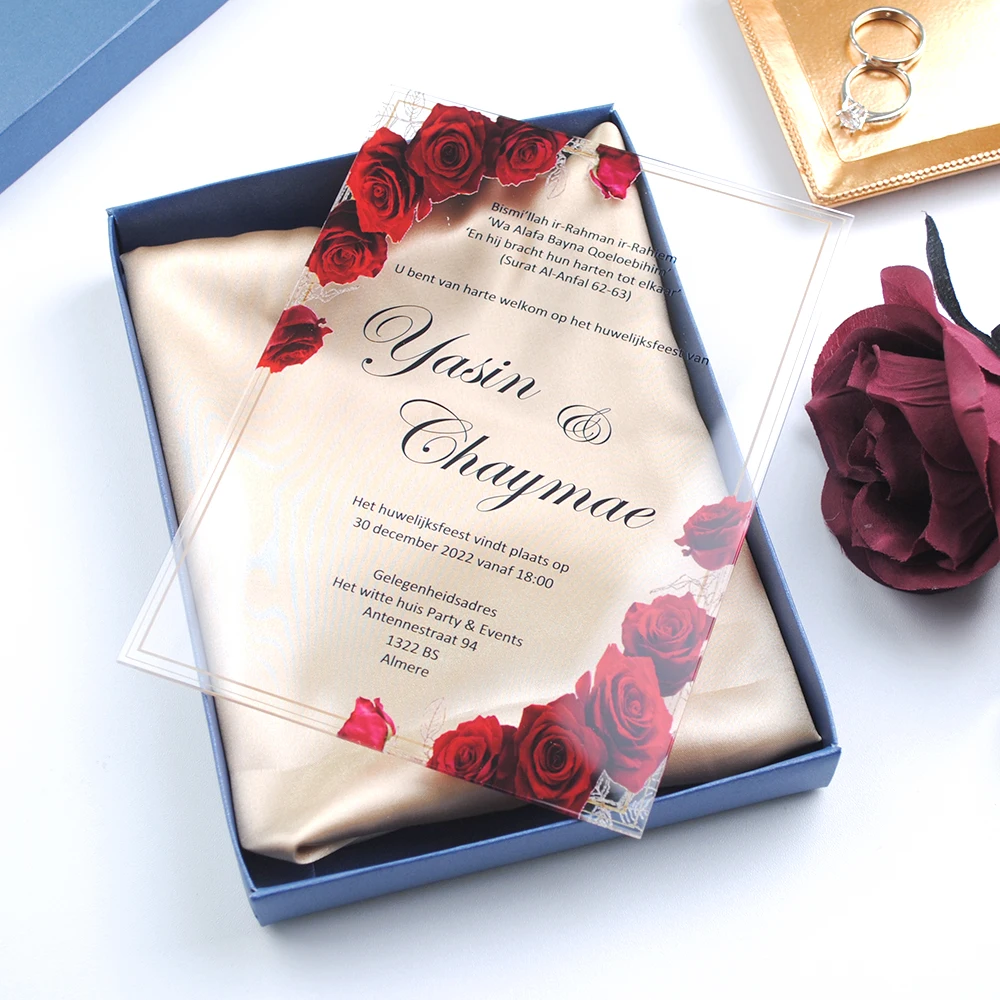 

10 шт. прозрачных пригласительных открыток с пустой коробкой акриловые персонализированные свадебные приглашения на заказ