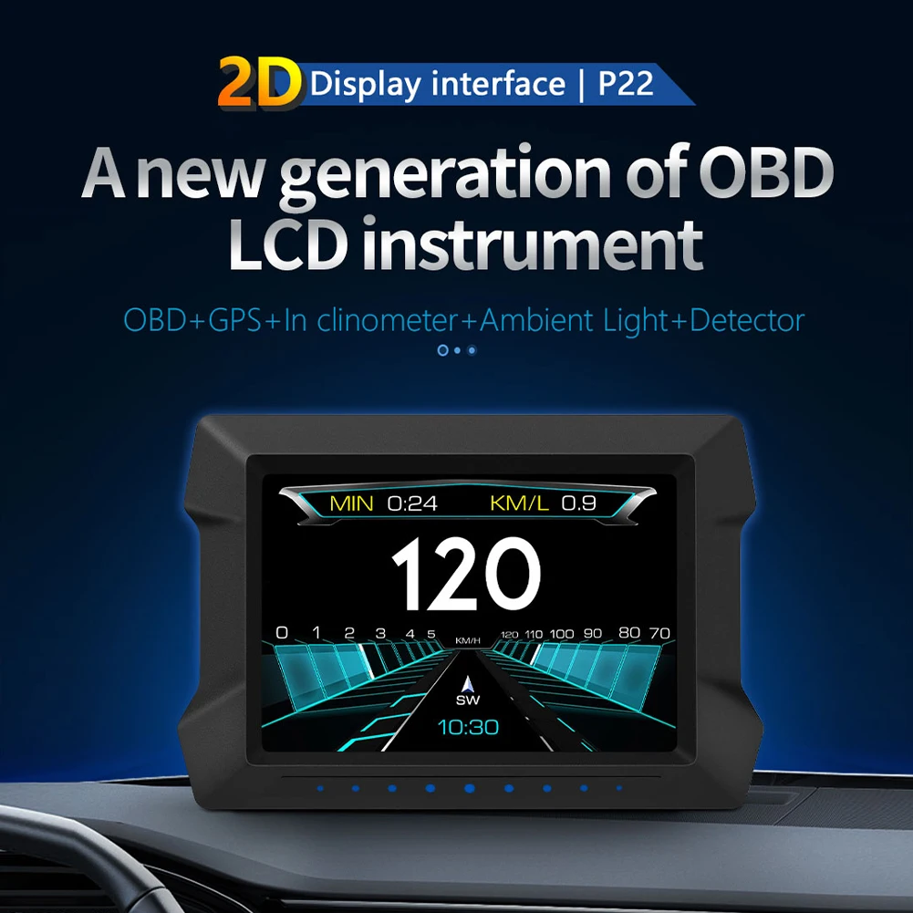 

Car HUD OBD2 GPS Head-Up Display Inclinometer Digital Speedometer Compass Slope Meter Display Overspeed Alarm Auto Accessories