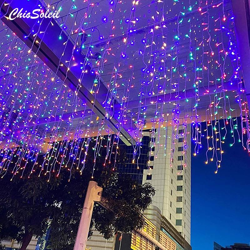 

Рождественская светодиодная гирлянда s, Сказочная гирлянда s, светильник вая занавеска «Водопад», гирлянсветильник с полными звездами, s-Гир...