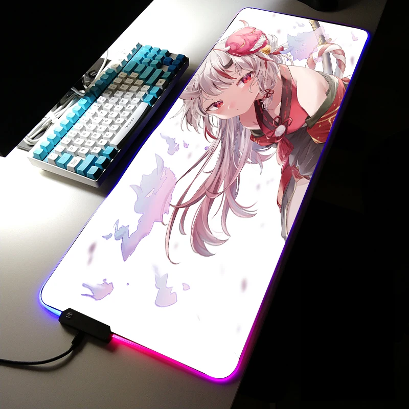 Мышь пэд печати Накири Аяме десктоп мэт Хололайв мауспэд аниме РГБ Лед гейминг компьютер тэйбл дэск руг ларж он.