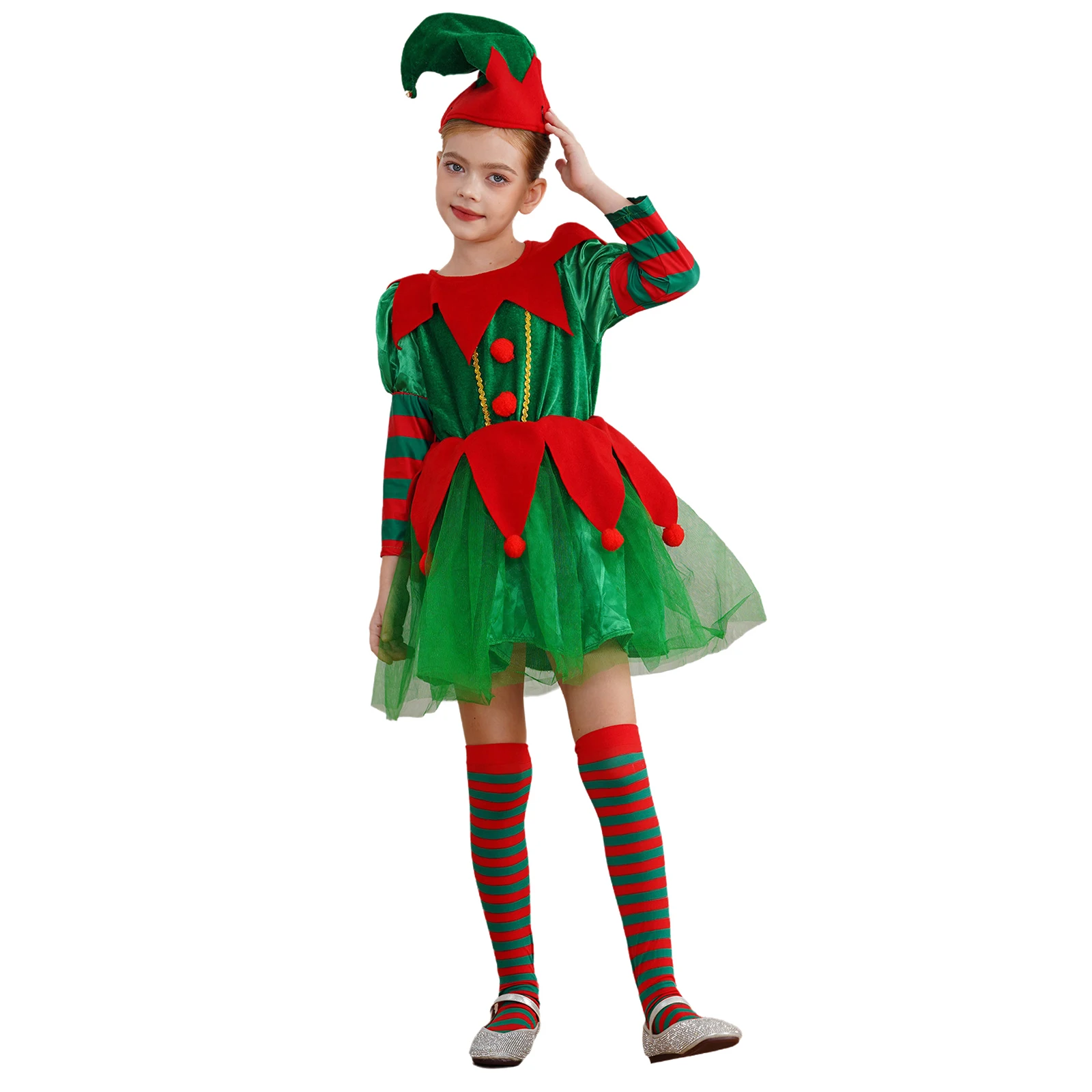 Новый рождественский наряд для девочек комплект Санта-Клауса рождественское