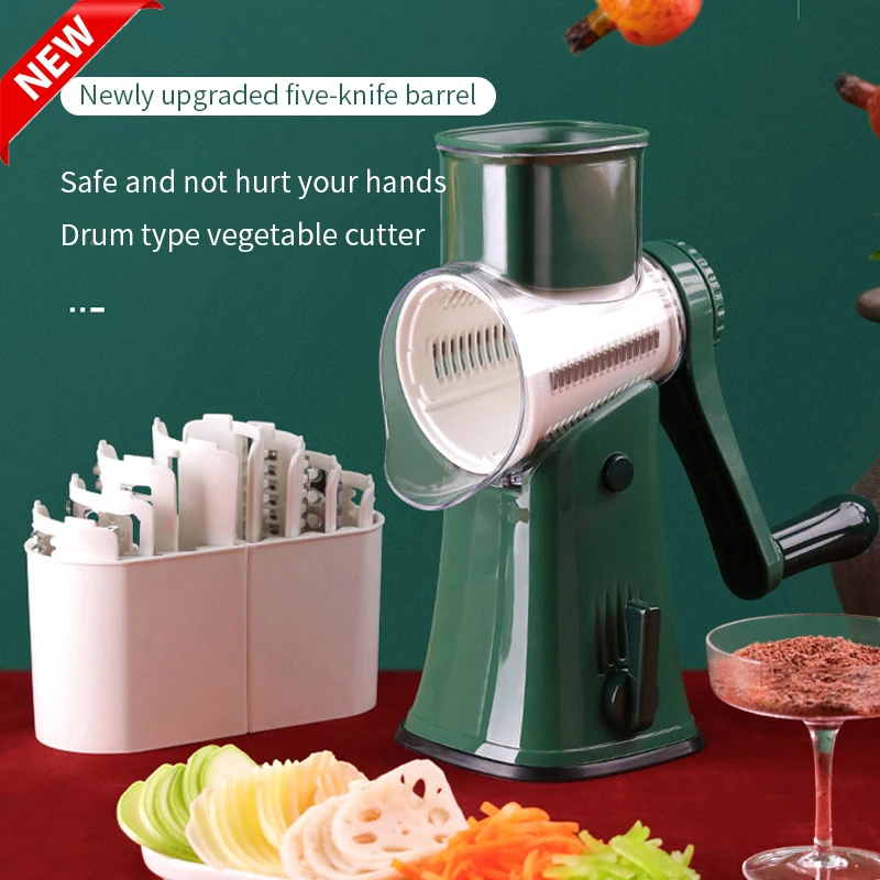 

Manual Multifunctional Vegetable Cutter Slicer Fruit Potato Wavy Slices Carrot Grater Hand Roller Shredder Kitchen Accessories