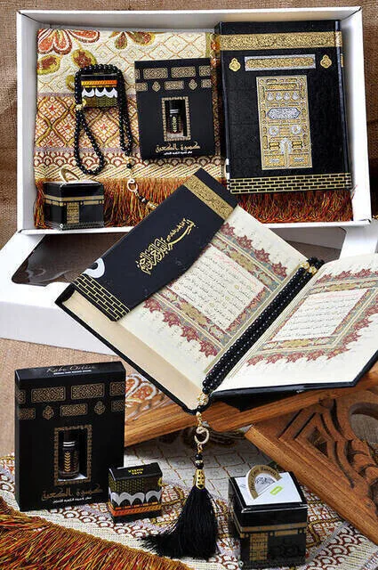 

IQRAH Hajj Umrah Mawlid Set 50-Holy Quran-Prayer Rug-Essence-Rosary-Hijaz Album-Palm-Boxed